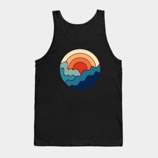 Retro 80s Art Sunrise Over The Ocean Waves II Tank Top